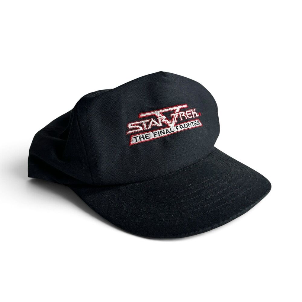 Vintage 1989 Star Trek V: The Final Frontier Black Snapback Hat Cap, Rare